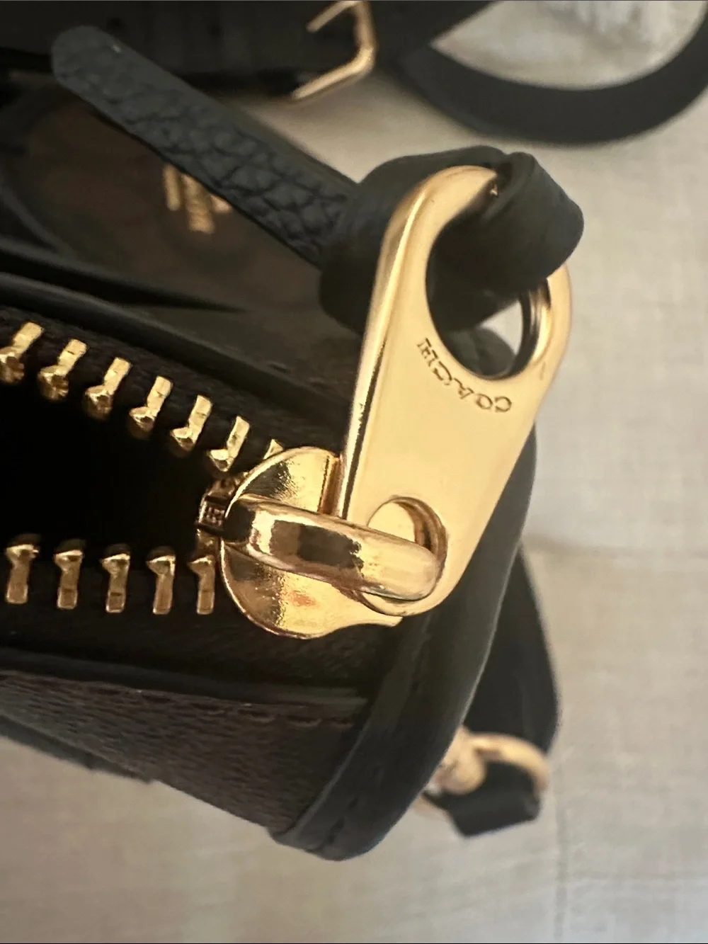 Coach Brown Signature Canvas Crossbody with Black Leather Pockets and Coin Pouch